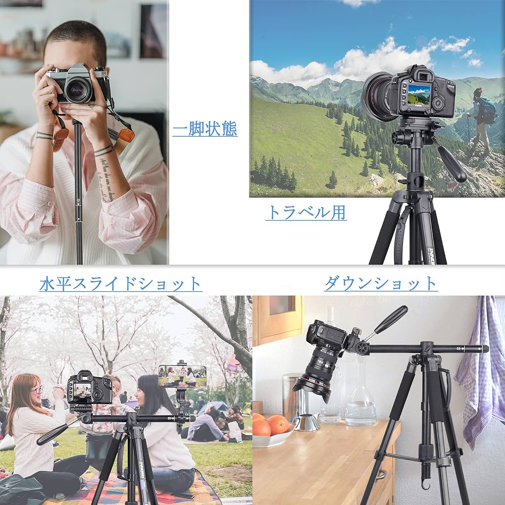 ma:(　一脚 Amazon | INNOREL カメラ 三脚 一眼レフ 一脚可変式 3WAY雲台